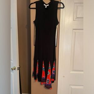 Derek Lam Black and Red Floral High Low Dress
